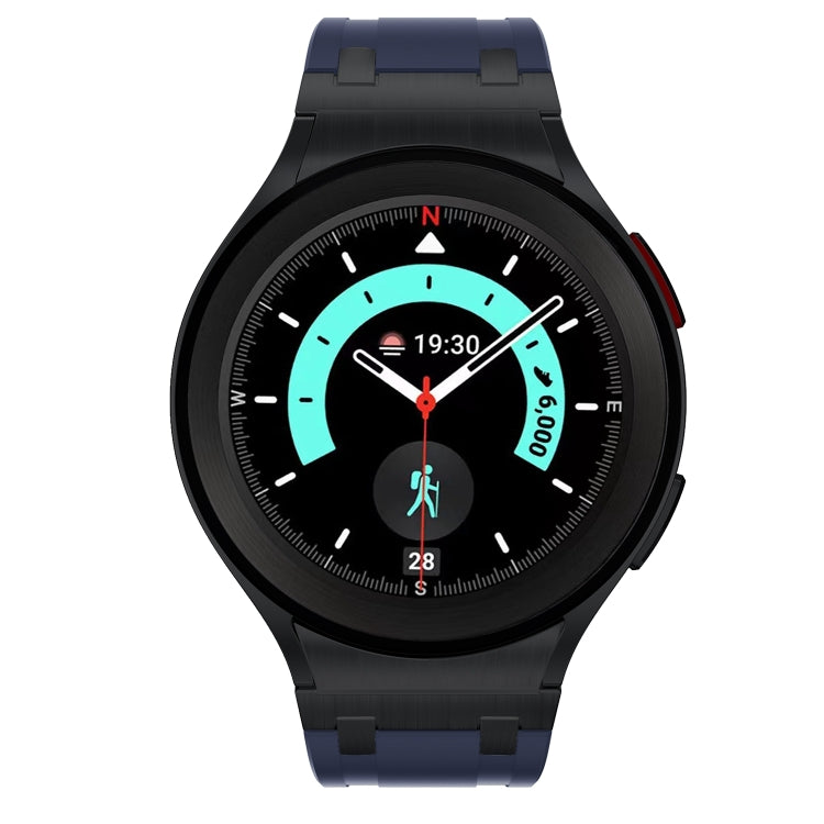 For Samsung Galaxy Watch 4 / 5 / 6 AP Series Liquid Silicone Watch Band(Black Blue) - Watch Bands by buy2fix | Online Shopping UK | buy2fix