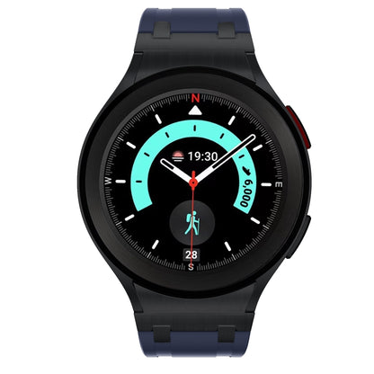 For Samsung Galaxy Watch 4 / 5 / 6 AP Series Liquid Silicone Watch Band(Black Blue) - Watch Bands by buy2fix | Online Shopping UK | buy2fix