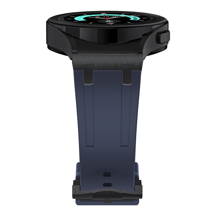 For Samsung Galaxy Watch 4 / 5 / 6 AP Series Liquid Silicone Watch Band(Black Blue) - Watch Bands by buy2fix | Online Shopping UK | buy2fix