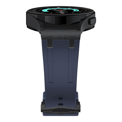 For Samsung Galaxy Watch 4 / 5 / 6 AP Series Liquid Silicone Watch Band(Black Blue) - Watch Bands by buy2fix | Online Shopping UK | buy2fix
