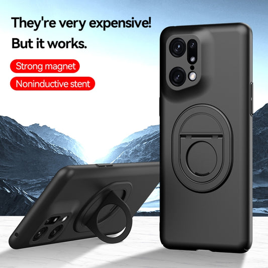 For OPPO Find X5 Pro Magsafe Hidden Fold Holder Full Coverage Shockproof Phone Case(Black) - OPPO Cases by buy2fix | Online Shopping UK | buy2fix
