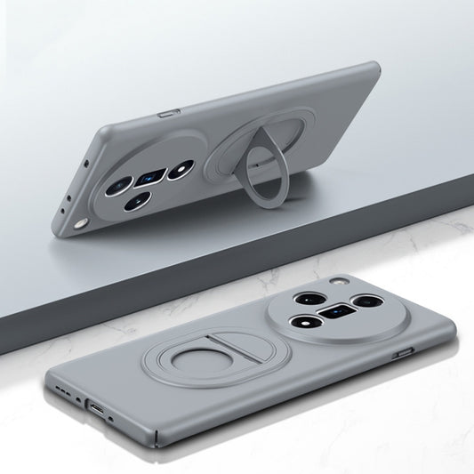 For OPPO Find X7 Magsafe Hidden Fold Holder Full Coverage Shockproof Phone Case(Grey) - OPPO Cases by buy2fix | Online Shopping UK | buy2fix