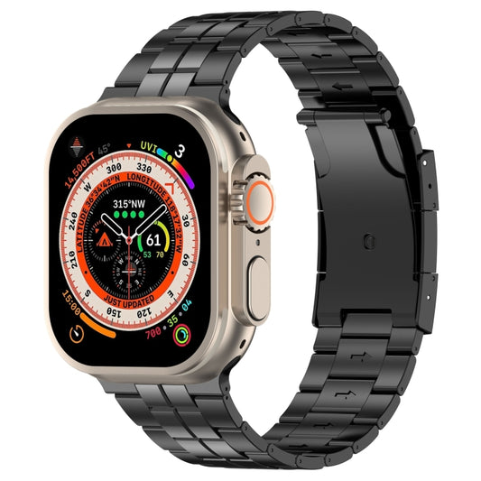 For Apple Watch Ultra 49mm Tortoise Buckle Titanium Steel Watch Band(Black) - Watch Bands by buy2fix | Online Shopping UK | buy2fix