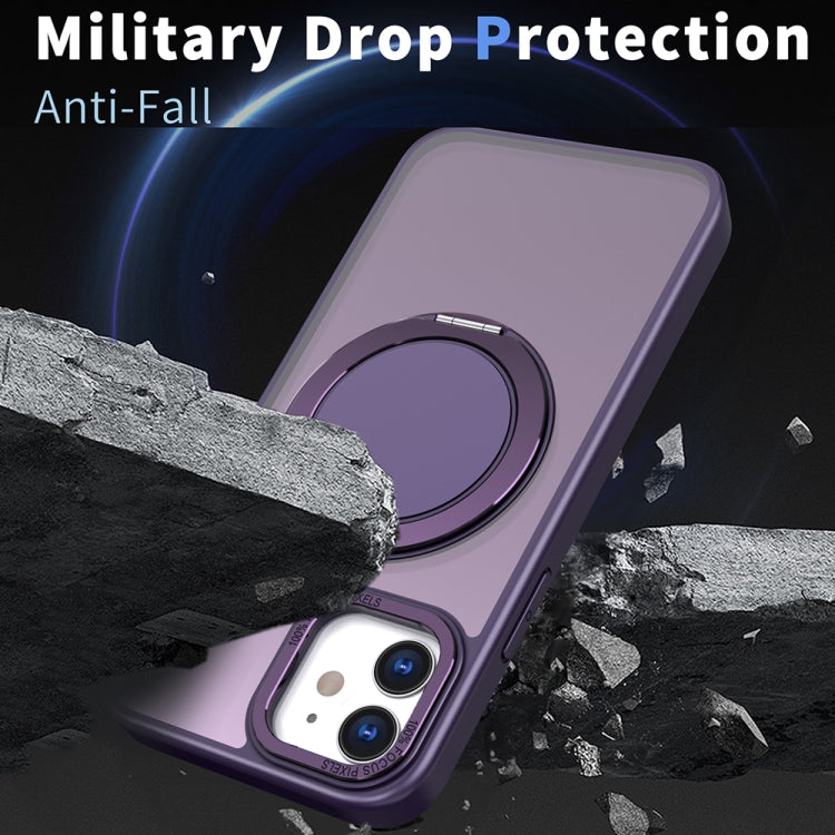 For iPhone 11 360-degree Rotating MagSafe Magnetic Holder Phone Case(Purple) by buy2fix