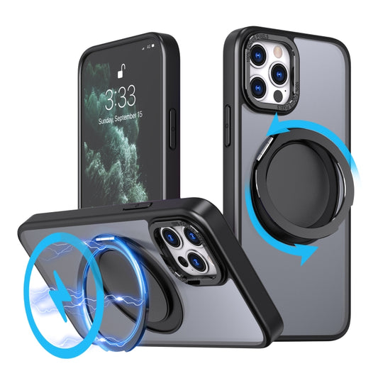For iPhone 11 Pro 360-degree Rotating MagSafe Magnetic Holder Phone Case(Black) - iPhone 11 Pro Cases by buy2fix | Online Shopping UK | buy2fix