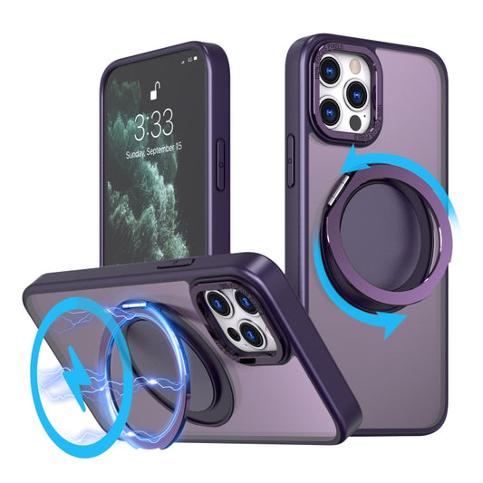 For iPhone 11 Pro Max 360-degree Rotating MagSafe Magnetic Holder Phone Case(Purple) - iPhone 11 Pro Max Cases by buy2fix | Online Shopping UK | buy2fix