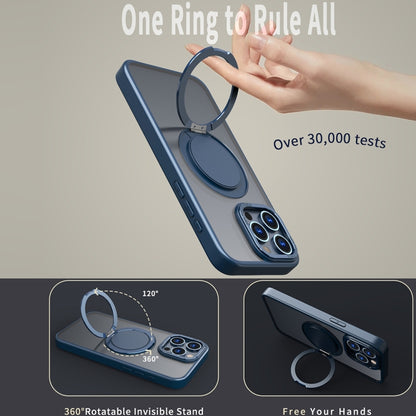For iPhone 12 Pro 360-degree Rotating MagSafe Magnetic Holder Phone Case(Navy Blue) - iPhone 12 / 12 Pro Cases by buy2fix | Online Shopping UK | buy2fix