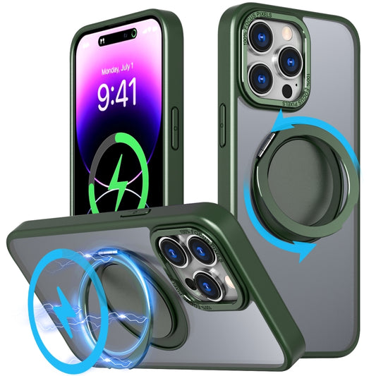 For iPhone 14 Pro Max 360-degree Rotating MagSafe Magnetic Holder Phone Case(Green) - iPhone 14 Pro Max Cases by buy2fix | Online Shopping UK | buy2fix