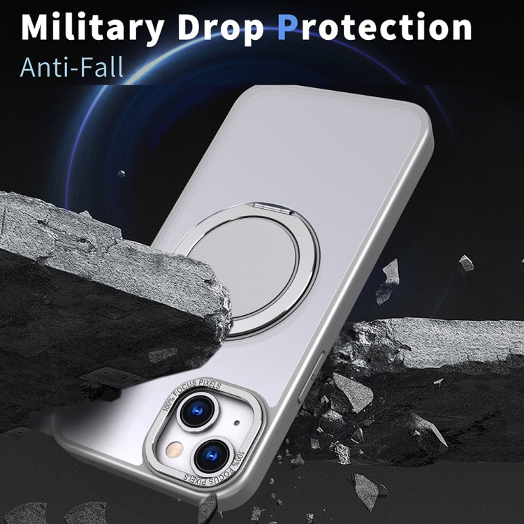For iPhone 15 360-degree Rotating MagSafe Magnetic Holder Phone Case(Titanium Grey) - iPhone 15 Cases by buy2fix | Online Shopping UK | buy2fix