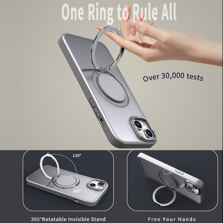 For iPhone 15 360-degree Rotating MagSafe Magnetic Holder Phone Case(Titanium Grey) - iPhone 15 Cases by buy2fix | Online Shopping UK | buy2fix
