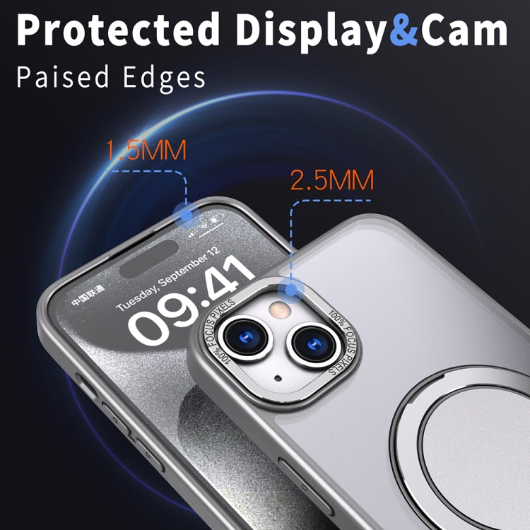For iPhone 15 360-degree Rotating MagSafe Magnetic Holder Phone Case(Titanium Grey) - iPhone 15 Cases by buy2fix | Online Shopping UK | buy2fix
