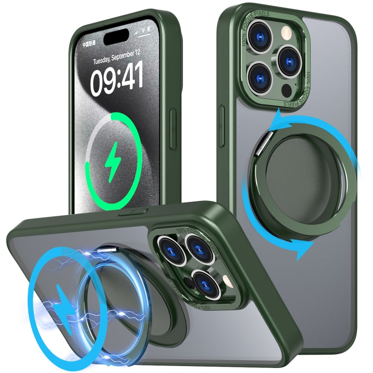 For iPhone 15 Pro Max 360-degree Rotating MagSafe Magnetic Holder Phone Case(Green) by buy2fix