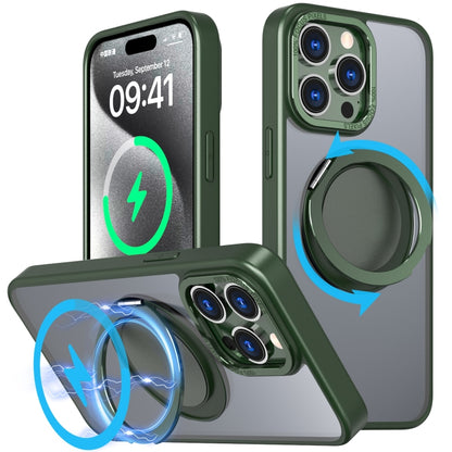 For iPhone 15 Pro Max 360-degree Rotating MagSafe Magnetic Holder Phone Case(Green) by buy2fix