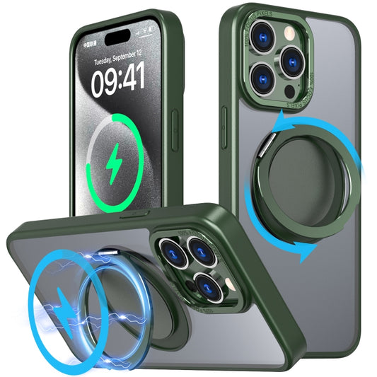 For iPhone 15 Pro Max 360-degree Rotating MagSafe Magnetic Holder Phone Case(Green) by buy2fix