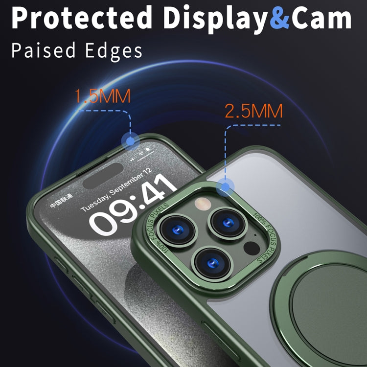For iPhone 15 Pro Max 360-degree Rotating MagSafe Magnetic Holder Phone Case(Green) by buy2fix