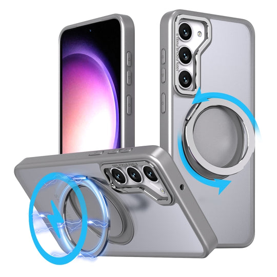 For Samsung Galaxy S23+ 5G 360-degree Rotating MagSafe Magnetic Holder Phone Case(Titanium Grey)