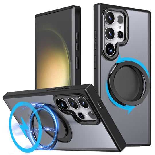 For Samsung Galaxy S24 Ultra 5G 360-degree Rotating MagSafe Magnetic Holder Phone Case(Black)