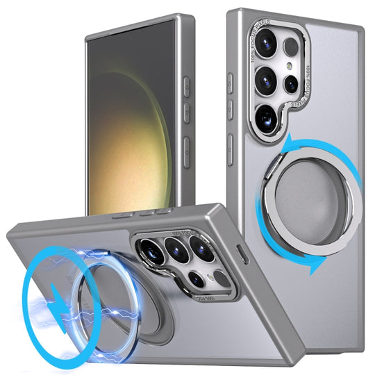 For Samsung Galaxy S24 Ultra 5G 360-degree Rotating MagSafe Magnetic Holder Phone Case(Titanium Grey)