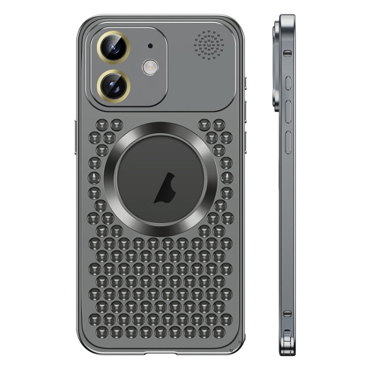 For iPhone 12 Spring Buckle MagSafe Magnetic Metal Aromatherapy Phone Case(Black) by buy2fix