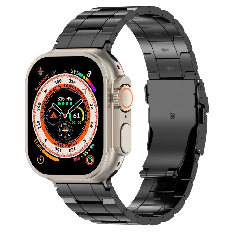 For Apple Watch Ultra 2 49mm Safety Buckle Trapezoid Titanium Steel Watch Band(Black) - Watch Bands by buy2fix | Online Shopping UK | buy2fix