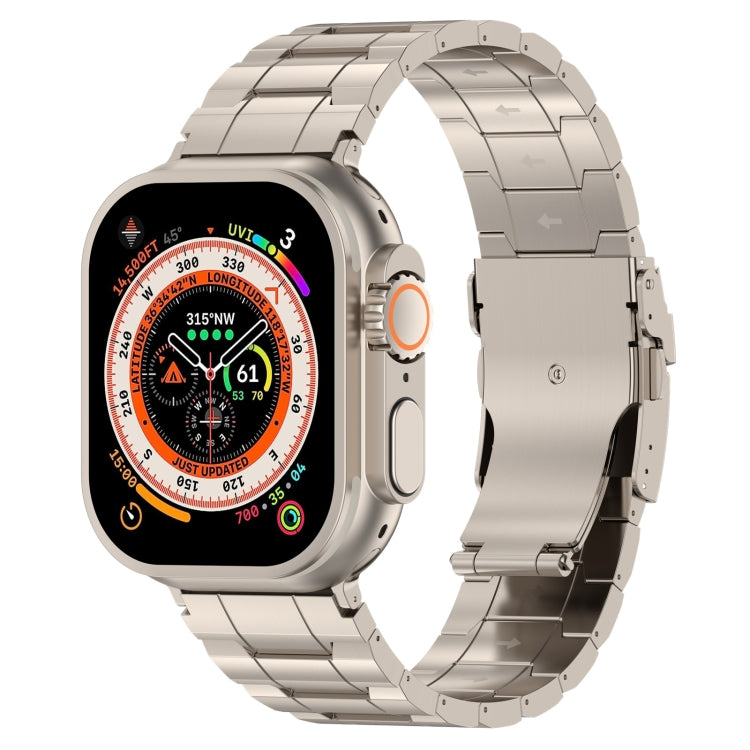 For Apple Watch Ultra 49mm Safety Buckle Trapezoid Titanium Steel Watch Band(Titanium) by buy2fix