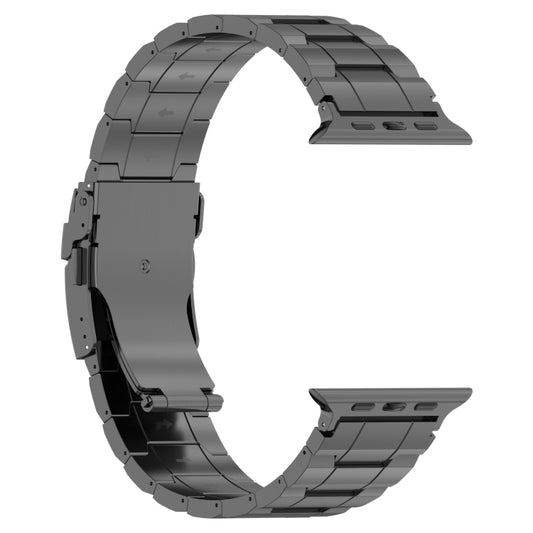 For Apple Watch 38mm Safety Buckle Trapezoid Titanium Steel Watch Band(Grey) - Watch Bands by buy2fix | Online Shopping UK | buy2fix