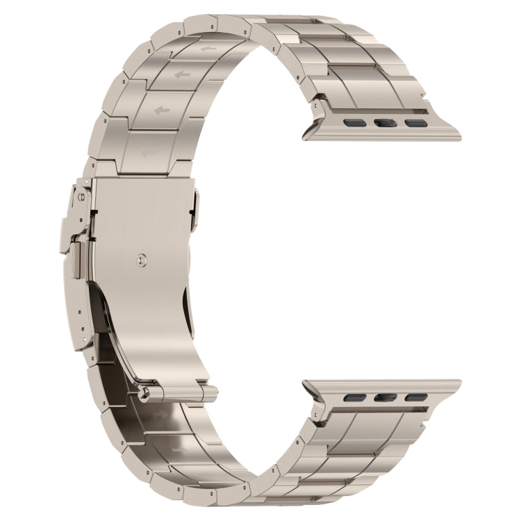 For Apple Watch 38mm Safety Buckle Trapezoid Titanium Steel Watch Band(Titanium) - Watch Bands by buy2fix | Online Shopping UK | buy2fix