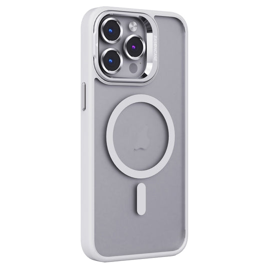 For iPhone 15 Pro Max Invisible Lens Holder PC + TPU Frosted MagSafe Phone Case(White) by buy2fix