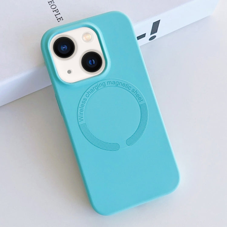 For iPhone 14 MagSafe Magnetic Liquid Silicone Phone Case(Lake Blue) by buy2fix