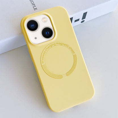 For iPhone 14 MagSafe Magnetic Liquid Silicone Phone Case(Yellow) by buy2fix