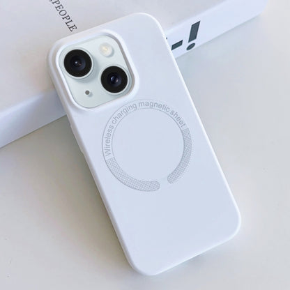 For iPhone 15 MagSafe Magnetic Liquid Silicone Phone Case(White) - iPhone 15 Cases by buy2fix | Online Shopping UK | buy2fix