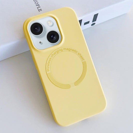 For iPhone 15 Plus MagSafe Magnetic Liquid Silicone Phone Case(Yellow) - iPhone 15 Plus Cases by buy2fix | Online Shopping UK | buy2fix