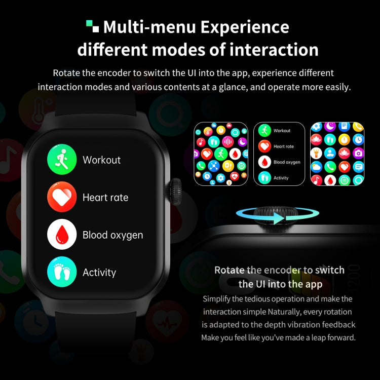 2.01 inch Three-bead Steel Strap Bluetooth Call Smart Watch Support Heart Rate Monitoring / Non-invasive Blood Sugar(Black) by buy2fix