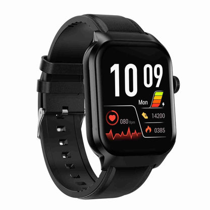 2.01 inch Leather Strap Bluetooth Call Smart Watch Support Heart Rate Monitoring / Non-invasive Blood Sugar(Black) by buy2fix