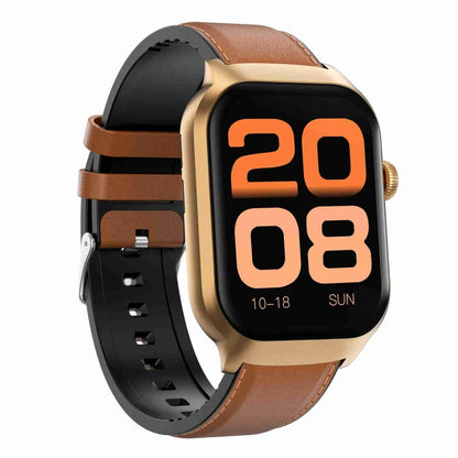 2.01 inch Leather Strap Bluetooth Call Smart Watch Support Heart Rate Monitoring / Non-invasive Blood Sugar(Brown) by buy2fix