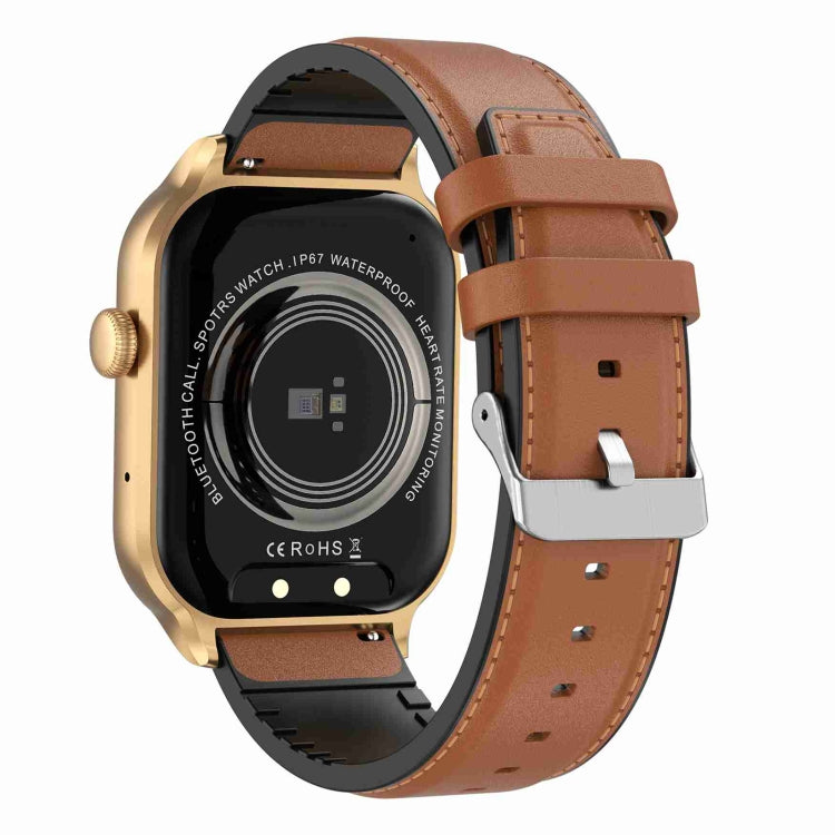 2.01 inch Leather Strap Bluetooth Call Smart Watch Support Heart Rate Monitoring / Non-invasive Blood Sugar(Brown) by buy2fix