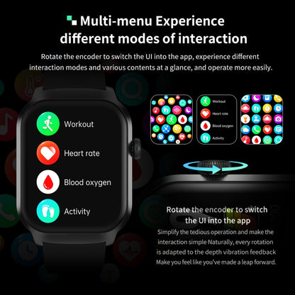 2.01 inch Leather Strap Bluetooth Call Smart Watch Support Heart Rate Monitoring / Non-invasive Blood Sugar(Black) by buy2fix