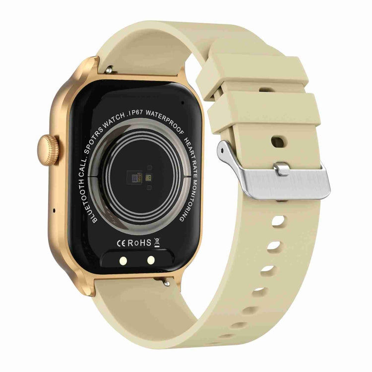 2.01 inch Silicone Strap Bluetooth Call Smart Watch Support Heart Rate Monitoring / Non-invasive Blood Sugar(Light Yellow) by buy2fix