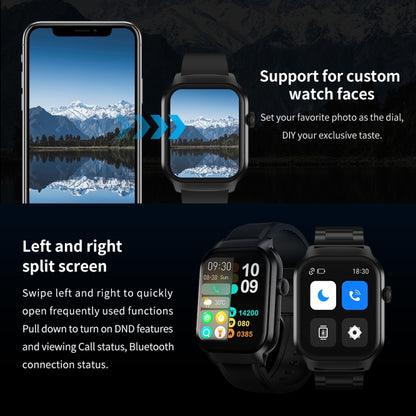 2.01 inch Silicone Strap Bluetooth Call Smart Watch Support Heart Rate Monitoring / Non-invasive Blood Sugar(Black) by buy2fix