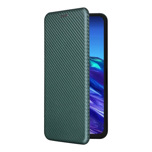 For TCL 40 XL Carbon Fiber Texture Flip Leather Phone Case(Green) - TCL by buy2fix | Online Shopping UK | buy2fix