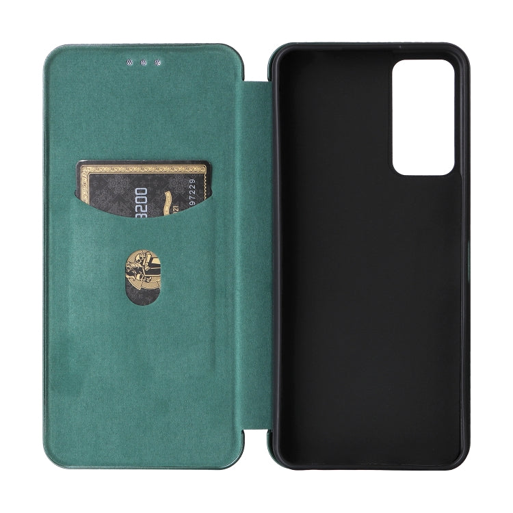 For TCL 40 XL Carbon Fiber Texture Flip Leather Phone Case(Green) - TCL by buy2fix | Online Shopping UK | buy2fix