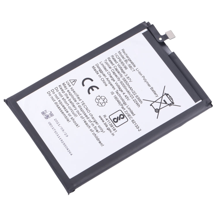 For Tecno Spark 7 / Spark 7T Battery Replacement BL-58CT 6000mAh - Others by buy2fix | Online Shopping UK | buy2fix