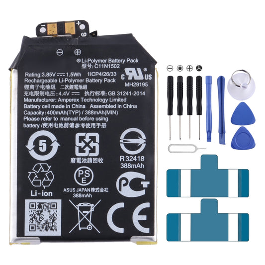 For Asus ZenWatch 2 WI501Q Battery Replacement C11N1502 400mAh - For Watch by buy2fix | Online Shopping UK | buy2fix
