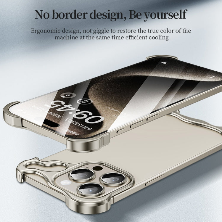 For iPhone 15 Pro Frameless Metal Corner Pad Phone Case with Lens Film(Blue) - iPhone 15 Pro Cases by buy2fix | Online Shopping UK | buy2fix