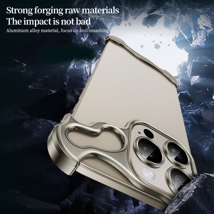 For iPhone 15 Pro Frameless Metal Corner Pad Phone Case with Lens Film(Blue) - iPhone 15 Pro Cases by buy2fix | Online Shopping UK | buy2fix