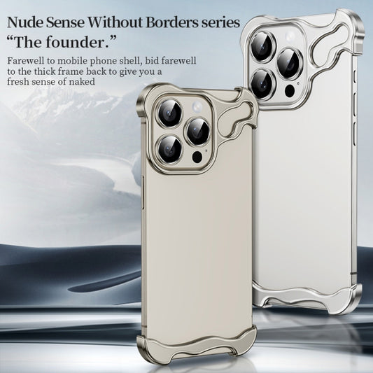 For iPhone 15 Pro Frameless Metal Corner Pad Phone Case with Lens Film(White) - iPhone 15 Pro Cases by buy2fix | Online Shopping UK | buy2fix