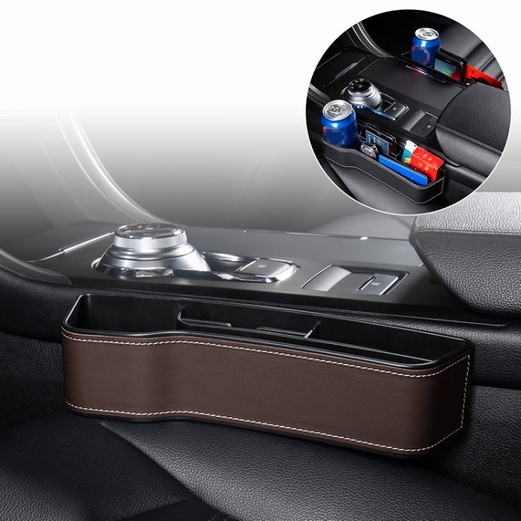 Car Multi-functional Console Box Cup Holder Seat Gap Side Storage Box, Leather Style, Color:Brown(Main Driver Seat) by buy2fix