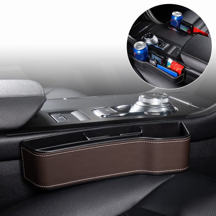 Car Multi-functional Console Box Cup Holder Seat Gap Side Storage Box, Leather Style, Color:Brown(Front Passenger Seat) by buy2fix