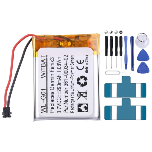 For Garmin Fenix 3 / F3 HR Sports Watch  Battery Replacement 361-00034-02 290mAh - For Watch by buy2fix | Online Shopping UK | buy2fix