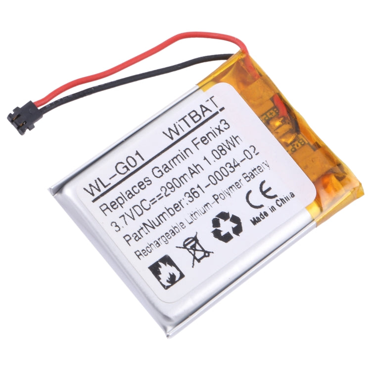 For Garmin Fenix 3 / F3 HR Sports Watch  Battery Replacement 361-00034-02 290mAh - For Watch by buy2fix | Online Shopping UK | buy2fix
